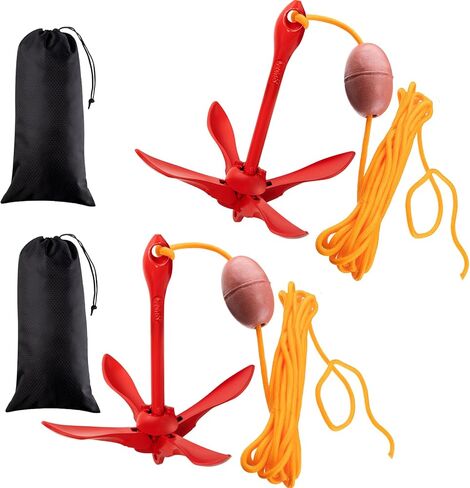 Lounsweer 2 Pack Marine Kayak Anchor Kit Grapnel Kit Kit Archor Stiping Grapnel Grapnel Anchor Boat Boat Anchor with Claw Cayak Fishing Accessories للقوارب الصغيرة زوارق الزوارق المجداف in Kuwait