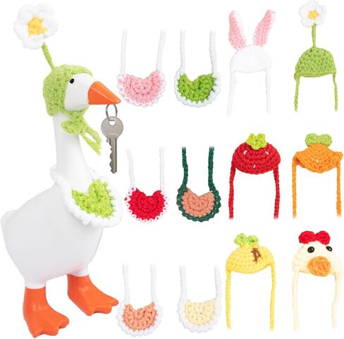 8 Pcs Mini Desk Goose Helmet Outfits 7 Inch Magnetic Goose Statue Key Holder Clothes Tabletop Goose Accessory Mini Porch Goose Helmet for Table Decor in Saudi Arabia