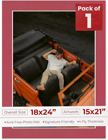Poster Palooza Mulberry Red Mat Board for 18x24 Frames - Fits 15x21 Photos - 1 Mat in Saudi Arabia