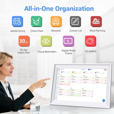تقويم رقمي 15.6 بوصة شاشة لمس حائطية مخطط إلكتروني ومخطط عمل، عرض تفاعلي للتقويمات الذكية للعائلة لتنظيم الروتين وجداول الوجبات مع إطار صورة رقمي in Kuwait