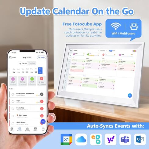 تقويم رقمي 15.6 بوصة شاشة لمس حائطية مخطط إلكتروني ومخطط عمل، عرض تفاعلي للتقويمات الذكية للعائلة لتنظيم الروتين وجداول الوجبات مع إطار صورة رقمي in Kuwait