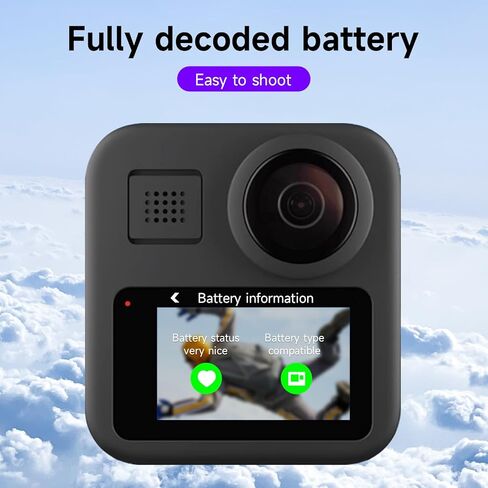 2 Pack 1860mAh Battery Replacement with LED Dual Slot Charger Kit for Gopro Max 360 ACDBD-001 ACBAT-001 Enduro Battery Charger Kit Sport Camera Accessories in Kuwait