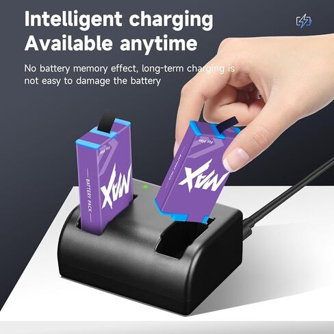 2 Pack 1860mAh Battery Replacement with LED Dual Slot Charger Kit for Gopro Max 360 ACDBD-001 ACBAT-001 Enduro Battery Charger Kit Sport Camera Accessories in Kuwait