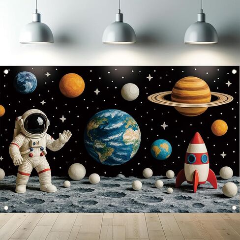 3D الفضاء الخارجي عيد ميلاد خلفية راية رائد الفضاء صاروخ كوكب المجرة خلفية التصوير الفوتوغرافي للبنين أطفال حزب زينة النظام الشمسي ملصق صور كشك الإمدادات 71 × 43 بوصة in Saudi Arabia