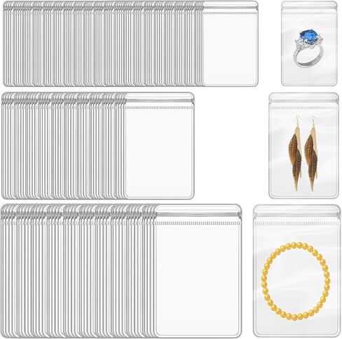 200pcs أكياس مجوهرات PVC واضحة ، عبوة حقيبة المجوهرات ， حلقات الشفافية أقراط تعبئة الأكياس المضادة للتشويه ， 3 أحجام in Kuwait