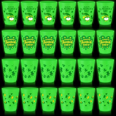 24 Pcs Halloween Glow in The Dark Cups 16 oz Plastic Frosted Cups Reusable Green Tumbler with Spooky Horror Ghost Pumpkin Bat Patterns for Halloween Glowing Birthday Party Supplies in Kuwait