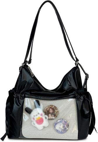 Ribbon Bow Ita Bag Pin Display Tote Handbag JK Cute Kawaii PU Y2K Gothic Backpack Shoulder Bag Large Capacity in Saudi Arabia