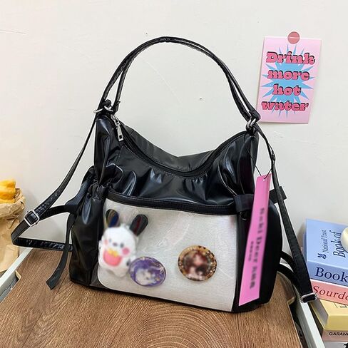 Ribbon Bow Ita Bag Pin Display Tote Handbag JK Cute Kawaii PU Y2K Gothic Backpack Shoulder Bag Large Capacity in Saudi Arabia