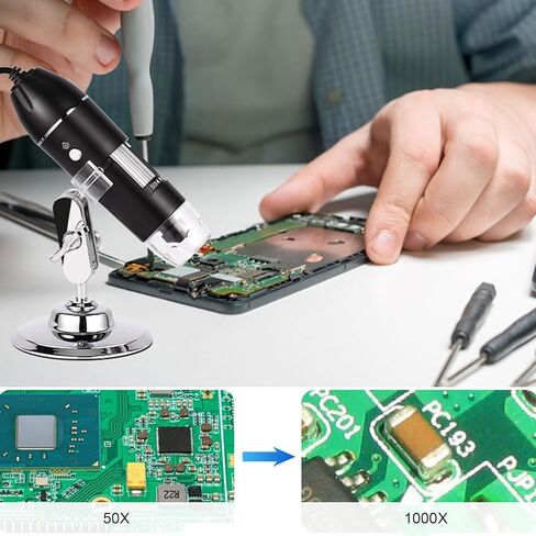 مجهر 1600X، مجهر USB رقمي عالي الدقة مع تكبير 50X إلى 1600X مصابيح LED قابلة للتعديل، لإصلاح أبحاث اللحام والتعليم in Kuwait