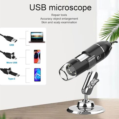 مجهر 1600X، مجهر USB رقمي عالي الدقة مع تكبير 50X إلى 1600X مصابيح LED قابلة للتعديل، لإصلاح أبحاث اللحام والتعليم in Kuwait