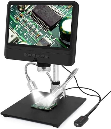 مجهر رقمي بشاشة LCD 8.5 بوصة، 1080 بكسل، تكبير 5X-260X، حامل قابل للتعديل، 10 مصابيح LED، للحام، PCB، الإصلاح الصناعي in Saudi Arabia