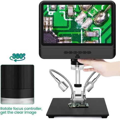 مجهر رقمي بشاشة LCD 8.5 بوصة، 1080 بكسل، تكبير 5X-260X، حامل قابل للتعديل، 10 مصابيح LED، للحام، PCB، الإصلاح الصناعي in Saudi Arabia