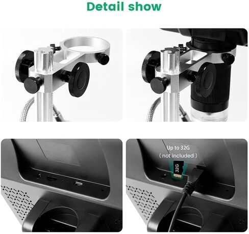مجهر رقمي بشاشة LCD 8.5 بوصة، 1080 بكسل، تكبير 5X-260X، حامل قابل للتعديل، 10 مصابيح LED، للحام، PCB، الإصلاح الصناعي in Saudi Arabia