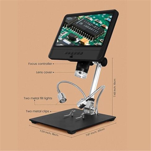 مجهر رقمي بشاشة LCD 8.5 بوصة، 1080 بكسل، تكبير 5X-260X، حامل قابل للتعديل، 10 مصابيح LED، للحام، PCB، الإصلاح الصناعي in Saudi Arabia