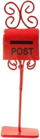 1PC Miniature Red Metal Post Box Ornament with Post Label, DIY Photography Prop & Living Room Decor for Home, Office, Graduation Scenes, with Intricate Scrollwork in Saudi Arabia