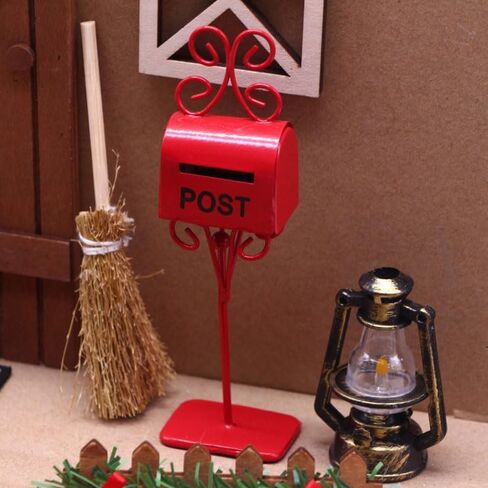 1PC Miniature Red Metal Post Box Ornament with Post Label, DIY Photography Prop & Living Room Decor for Home, Office, Graduation Scenes, with Intricate Scrollwork in Saudi Arabia