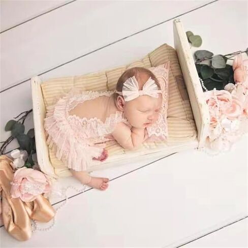 صور الملابس الدانتيل رومبير Bowknot هيرباند الزي الوليد التصوير الدعائم زي الملابس الرضع إمدادات فتاة عيد ميلاد الاحتفال الزي in Kuwait