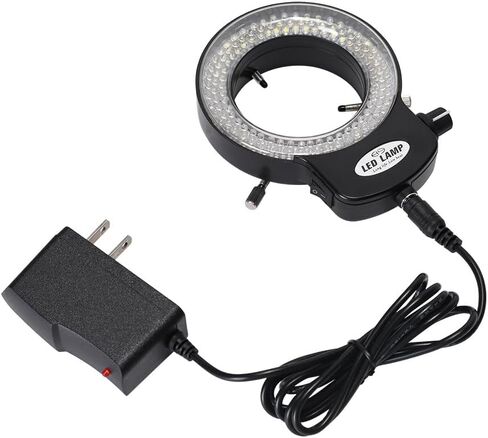 Microscope Ring LED Light Adjustable 144 LED Ring Light with Adapter for Stereo Microscope Black in Saudi Arabia