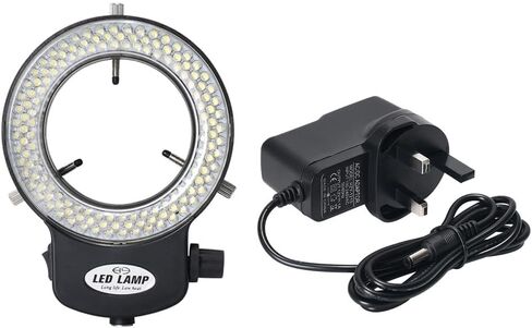 Microscope Ring LED Light Adjustable 144 LED Ring Light with Adapter for Stereo Microscope Black in Saudi Arabia