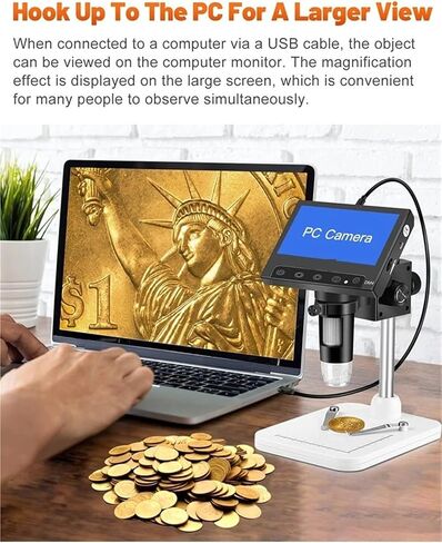 Digital Microscope 4.3'' Digital Scope 1000X Video Scope with 8 Adjustable LED Lights PC View for Adult Soldering Dropshipping in Saudi Arabia