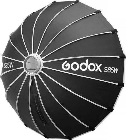 Godox S85W مظلة سريعة التحرير Softbox - 33.5 بوصة (85 سم) معدّل مكافئ مكافئ Bowens-Mount مع تصميم داخلي أبيض للاستوديو وصورة الموقع، والإضاءة العصرية والتجارية in Kuwait