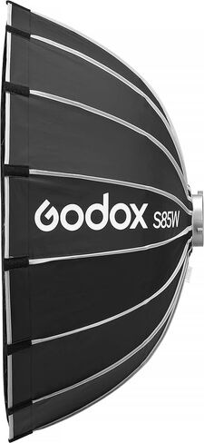 Godox S85W مظلة سريعة التحرير Softbox - 33.5 بوصة (85 سم) معدّل مكافئ مكافئ Bowens-Mount مع تصميم داخلي أبيض للاستوديو وصورة الموقع، والإضاءة العصرية والتجارية in Kuwait