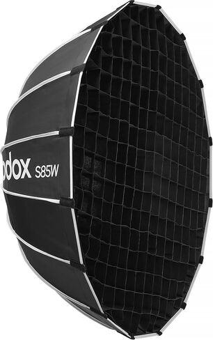 Godox S85W مظلة سريعة التحرير Softbox - 33.5 بوصة (85 سم) معدّل مكافئ مكافئ Bowens-Mount مع تصميم داخلي أبيض للاستوديو وصورة الموقع، والإضاءة العصرية والتجارية in Kuwait