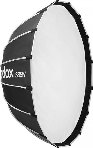 Godox S85W مظلة سريعة التحرير Softbox - 33.5 بوصة (85 سم) معدّل مكافئ مكافئ Bowens-Mount مع تصميم داخلي أبيض للاستوديو وصورة الموقع، والإضاءة العصرية والتجارية in Kuwait