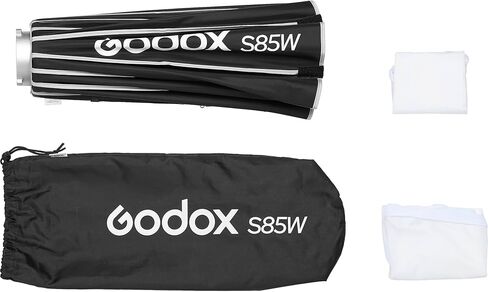 Godox S85W مظلة سريعة التحرير Softbox - 33.5 بوصة (85 سم) معدّل مكافئ مكافئ Bowens-Mount مع تصميم داخلي أبيض للاستوديو وصورة الموقع، والإضاءة العصرية والتجارية in Kuwait