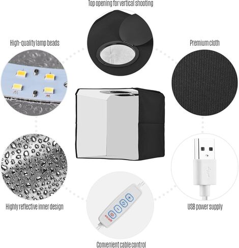 Generic صندوق إضاءة صغير محمول للتصوير الفوتوغرافي مزود طاقة USB بحجم صغير وخفيف الوزن لتصوير منتجات الاستوديو in Kuwait