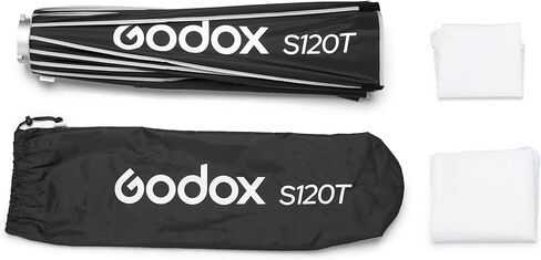 Godox S120T 47.2 "صندوق مظلة سريع التحرير مع حامل بوينز، تصميم داخلي فضي، تصميم قابل للطي، ناشرات داخلية وأمامية، استوديو ومعدل إضاءة في الموقع in Saudi Arabia