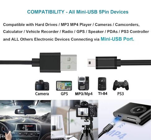 كابل شاحن طاقة USB صغير بطول 6 أقدام من MaxLLTo سلك مزامنة بيانات متوافق مع كاميرا الفيديو باناسونيك VDR-D50 / VDR-D100 / VDR-D160 / VDR-D200 in Saudi Arabia