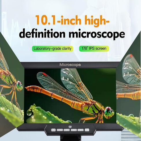 مجهر رقمي محمول، شاشة IPS مقاس 10.1 بوصة، عدسة تكبير 2000X، كاميرا HD 12 ميجابكسل، تسجيل في الوقت الحقيقي لإصلاح ثنائي الفينيل متعدد الكلور للهاتف، مجهر رقمي لاسلكي (مع قابس بطارية أمريكي) in Kuwait