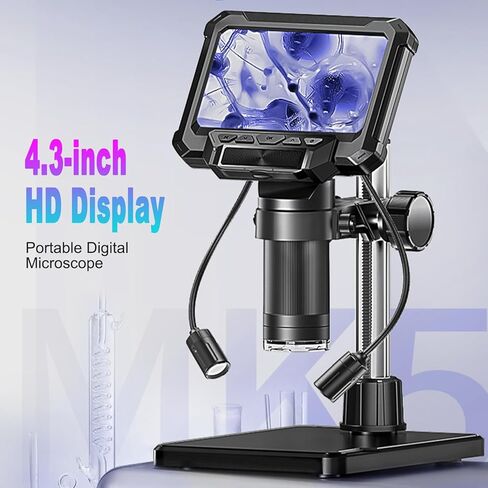 مجهر رقمي LiebeWH مزود بشاشة 4.3 بوصة وأضواء تصوير 1080P LED ومجهر تكبير 1000X لعرض فحص ختم اللحام وعرض الكمبيوتر in Kuwait