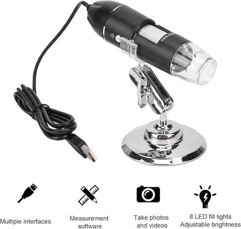 مجهر رقمي من EBTOOLS، مجهر USB محمول 1600X، ضوء ملء LED، سطوع 4 مستويات، التحكم في التطبيق، متوافق مع أجهزة الكمبيوتر والهواتف الذكية والأجهزة اللوحية in Kuwait