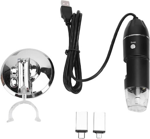 مجهر رقمي من EBTOOLS، مجهر USB محمول 1600X، ضوء ملء LED، سطوع 4 مستويات، التحكم في التطبيق، متوافق مع أجهزة الكمبيوتر والهواتف الذكية والأجهزة اللوحية in Kuwait