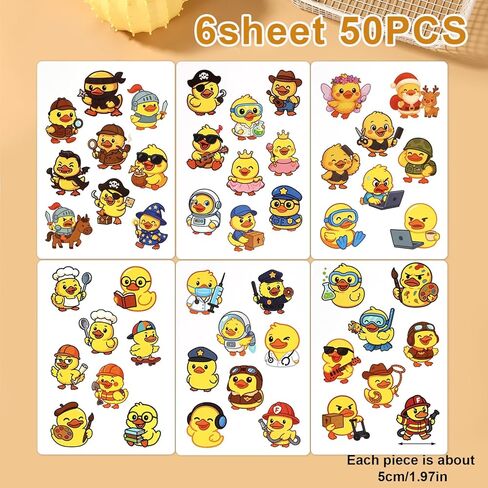 50pcs ملصق البط للطفل ، 50 نمط ملصقات حيوانات لطيفة ملصقات بطة صفراء أنماط احتلال لزجاجة ماء الكمبيوتر المحمول إمدادات حفلة in Saudi Arabia