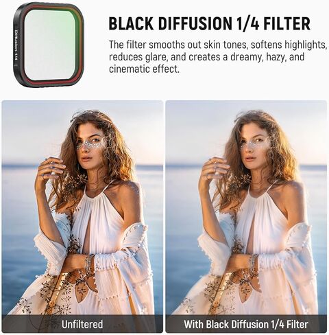 مرشح توزيع أسود 1/4 من NEEWER لـ AcePro/AcePro2 + مجموعة ملحقات واقي الشاشة والعدسات المتوافقة مع Insta360 Ace Pro 2، غير متوافق مع واقي العدسات المثمنة الدائرية المُعاد تصميمها in Saudi Arabia