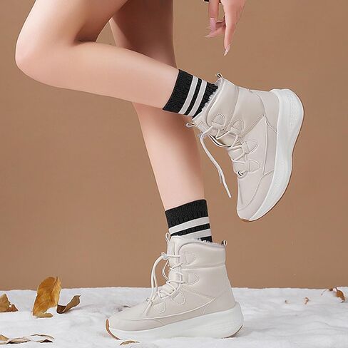 Women'S Soft Platform Lace-Up Snow Boots Comfortable Anti-Collision Round Toe Waterproof Soft Sole Non-Slip Plush Lining Warm Travel Outdoor Ankle Boots in Saudi Arabia
