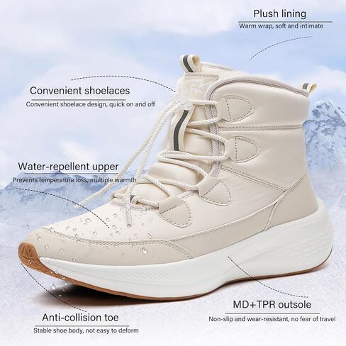 Women'S Soft Platform Lace-Up Snow Boots Comfortable Anti-Collision Round Toe Waterproof Soft Sole Non-Slip Plush Lining Warm Travel Outdoor Ankle Boots in Saudi Arabia