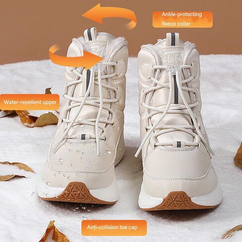 Women'S Soft Platform Lace-Up Snow Boots Comfortable Anti-Collision Round Toe Waterproof Soft Sole Non-Slip Plush Lining Warm Travel Outdoor Ankle Boots in Saudi Arabia
