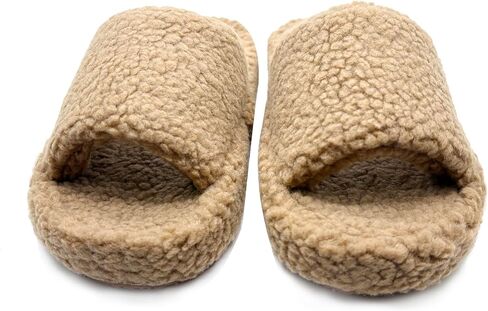 Fuzzy Open Toe Slippers for Women Indoor Cozy Memory Foam Slip On House Slides Shoes Plush Warm Home Slippers in Saudi Arabia