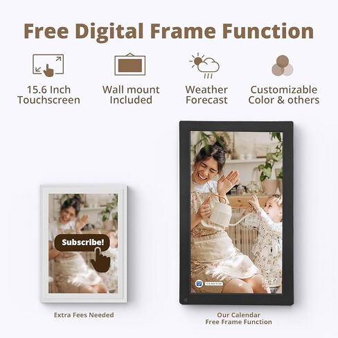 15.6 Inch Digital Picture Frame, WiFi Large Digital Photo Frame with Built in 32GB Storage, 1080P FHD LCD Touch Screen, Share Photos and Videos via App (Black) in Saudi Arabia