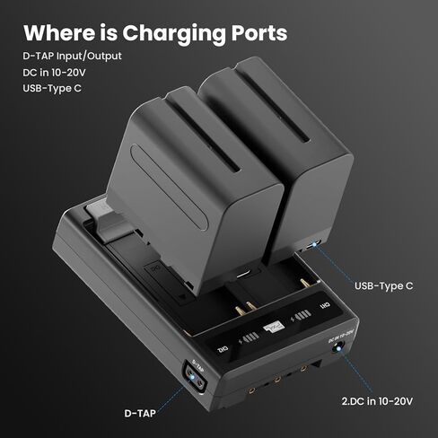 PIXEL V Mount Battery Consist of NP-F970 Batteries and V Mount Converter, 124Wh/16800mAh V-Mount Battery(2Pcs 8400mAh NP-F970), V Lock Battery for Filmmakers/Camera Camcorder/Monitor/Video Light in Kuwait