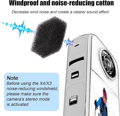6pcs Mic Wind Muff for Insta 360 x4, Windproof and Noise-Reducing Cotton Microphone Windscreen Replacement Microphone Muff Cover Windshield Accessories in Saudi Arabia