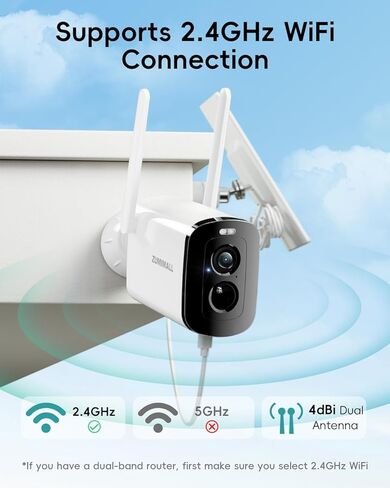 ZUMIMALL Solar Security Cameras Wireless Outdoor - 2 Packs, 2K Camera for Home Security with Color Night Vision, 2.4GHz WiFi, 2-Way Talk, Spotlight & Siren, IP66 Weatherproof, Compatible with Alexa in Saudi Arabia