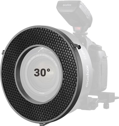 شبكة قرص العسل Godox لعاكس RFT-25S، مع شبكة قرص العسل Godox R200-HC30 30 درجة لرأس فلاش R200 الدائري، وإضاءة التصوير الفوتوغرافي، متوافقة مع AD200 AD200Pro AD200Pro II in Saudi Arabia