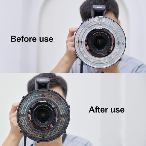 شبكة قرص العسل Godox لعاكس RFT-25S، مع شبكة قرص العسل Godox R200-HC30 30 درجة لرأس فلاش R200 الدائري، وإضاءة التصوير الفوتوغرافي، متوافقة مع AD200 AD200Pro AD200Pro II in Saudi Arabia