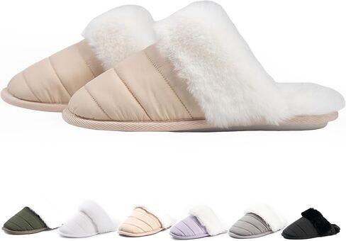 Women's Fuzzy House Slippers with Memory Foam Warm Plush Slipper for Indoor in Kuwait