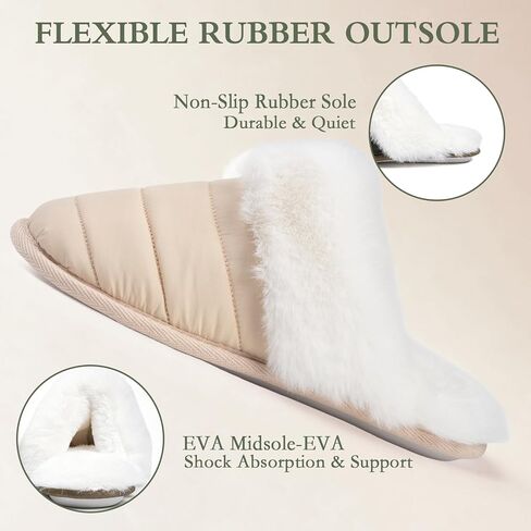 Women's Fuzzy House Slippers with Memory Foam Warm Plush Slipper for Indoor in Kuwait